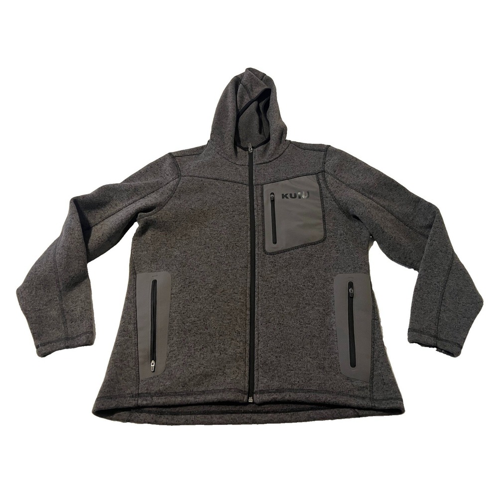 Kuiu Mens Jacket Large Base Camp High Loft Sweater Fleece Hunting Charcoal Hoody